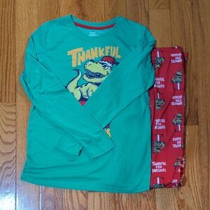 Cat & Jack Green and Red Dinosaur Pajama Set